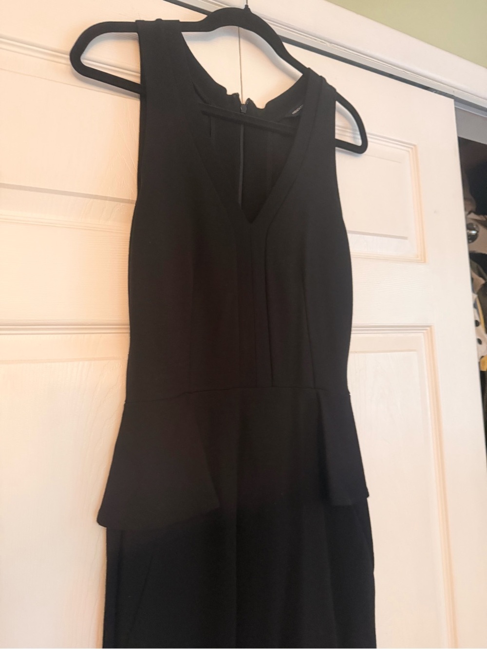 French Connection Classic Black Sleeveless Peplum Dress